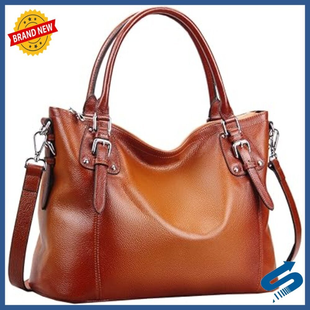 Genuine Leather Tote Bag with Adjustable Strap, Multi-Wear Hobo Purse